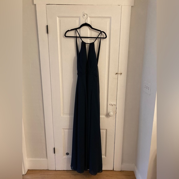 Azazie Evalleen Bridesmaid dress, A8, Dark Navy - Picture 3 of 7
